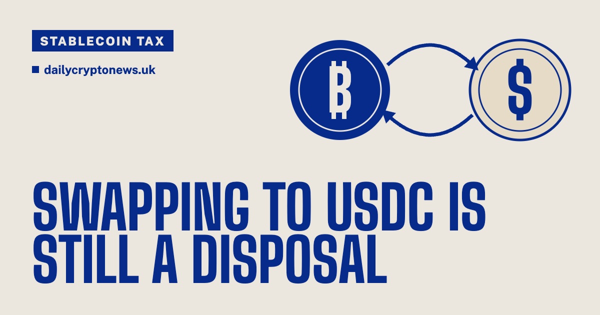 Illustrated cover: Swapping to USDC is still a disposal